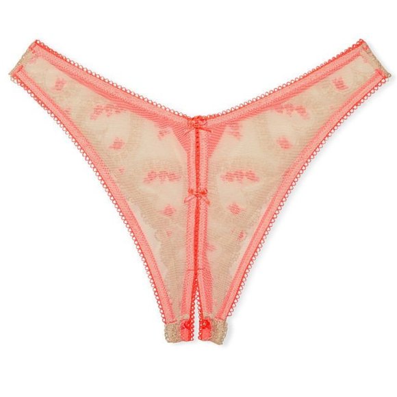 Hearts VS M DREAM ANGELS Heart Embroidery Brazillian Crotchless Panty NWT - Picture 13 of 15